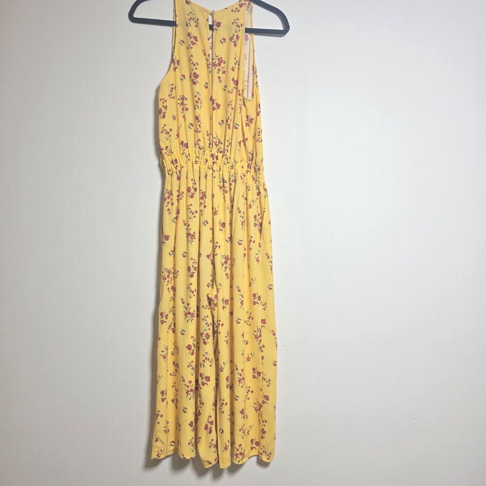 THAKOON Yellow Floral Sleeveless Back Button Closure Wide Leg Jumpsuit Size 6 - Picture 7 of 10